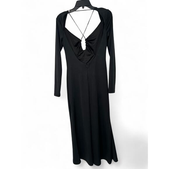 JASON WU | M | Midi Dress Long Sleeve Bodycon V-neck Black LBD Women Luxury - Picture 4 of 6